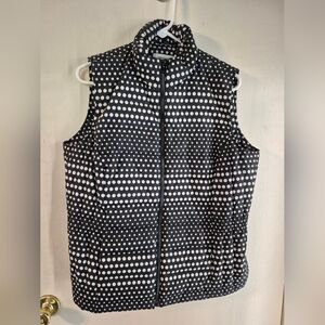 Talbots Women Black and White Polka Dot Vest